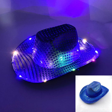 Wireless LED Western Cowboy Hat Light Up Cowboy Hat Disco Bride Pink Cowgirl Hat Concert NightClub Wedding Costumes Accessories