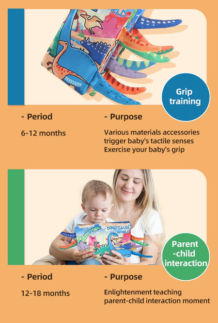 Baby Cloth Book Baby Toys 0-3 Year Old Infant Early Education Toys 6 Pages Cloth Book