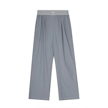 for aIo New Women's Sports Yoga Pants Wide Leg Quick Dry Elastic Waist Straight Trousers Fitness Casual Solid Black Summer Wear