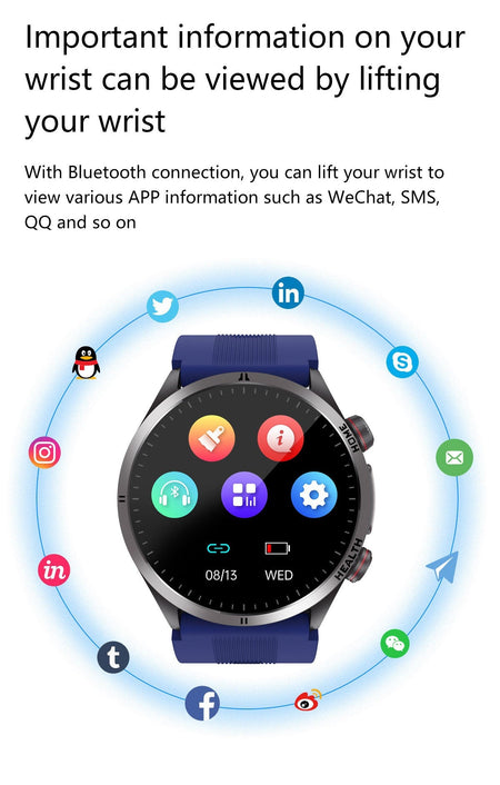 2026New Blood Pressure Air Pump Airbag Accurate Measure Smart Watch Men Micro Physical Examination Health ECG Smartwatch NFC BOX