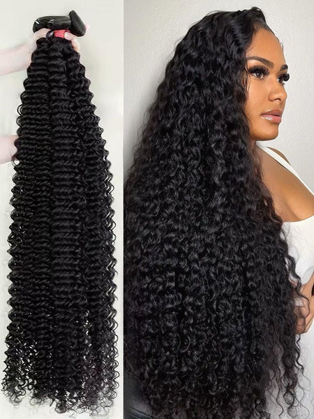 12A Deep Wave Bundles Human Hair 18 20 22 24 Inch Unprocessed Brazilian Virgin Deep Curly Quick Weave 3 Bundles Hair Extensions