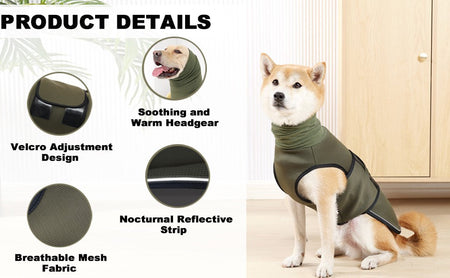 ATUBAN Dog Anxiety Vest Coat,Vet Visits and Separation-Keep Pet Calm,Dog Jacket for Thunder,Anti Anxiety Vest for Dogs and Cat