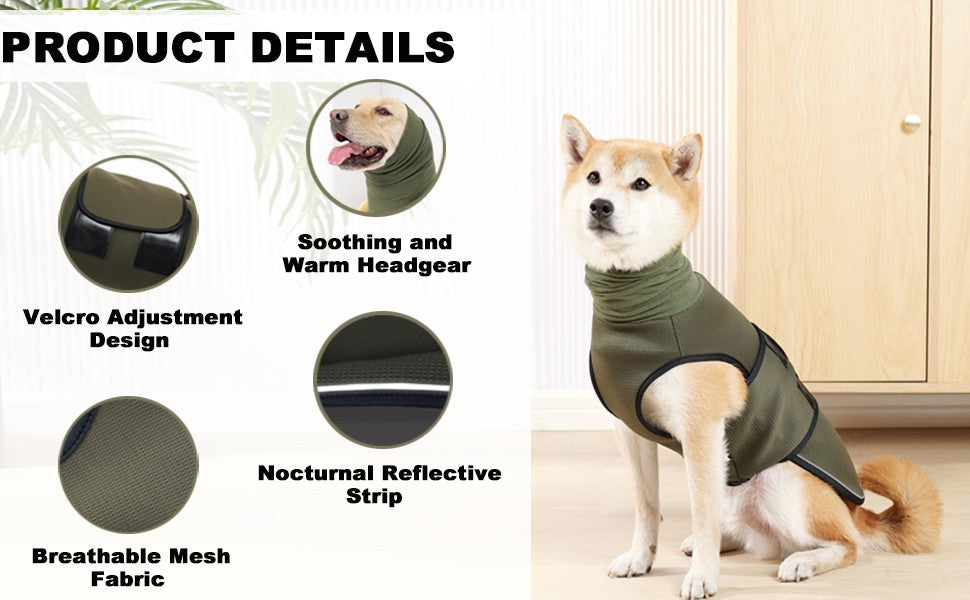 ATUBAN Dog Anxiety Vest Coat,Vet Visits and Separation-Keep Pet Calm,Dog Jacket for Thunder,Anti Anxiety Vest for Dogs and Cat