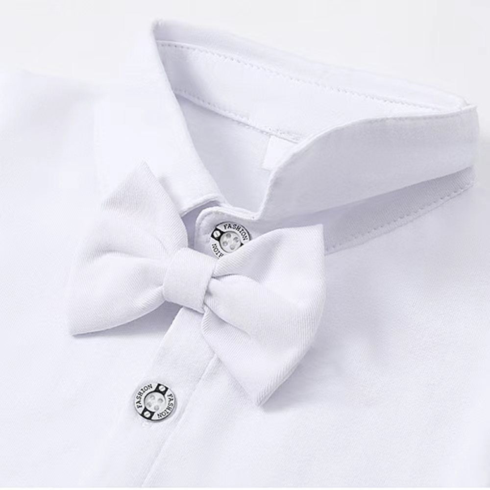 Baby Infant Baptism Suit for Boys Toddler Suspender Suit Formal Gentleman Flower Boys Wedding Clothes Set Newborn Outfit