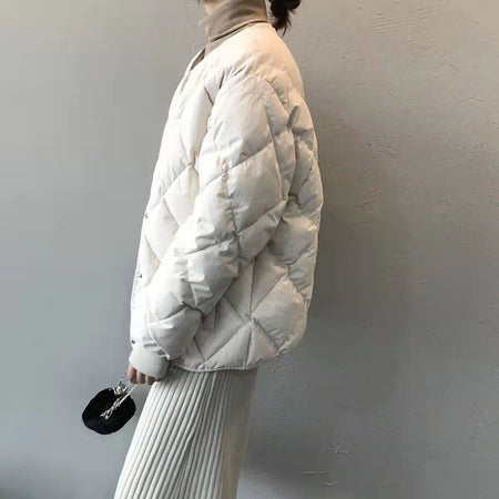 Autumn Winter Single Breasted Coat Women 2025 Fashion Solid Warm Quilted Jacket Long Sleeve O Neck Coats Lady Casual Outfit Wear