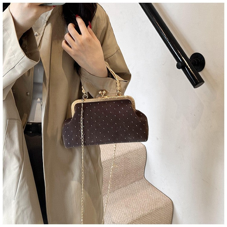 Luxury Design Women's Evening Clutch Purse Dinner Party Ladies Small Clip Shoulder Bag Handbags Retro Female Chain Crossbody Bag