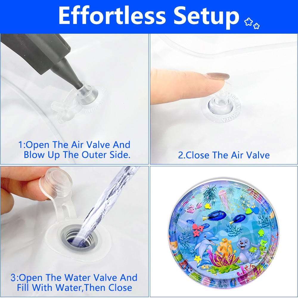 1pc 100cm/39.4inch PVC Baby Playing Water Mat Purple Round Seal Pattern Toddler Pad Kids Early Education Activity Toys Cushion