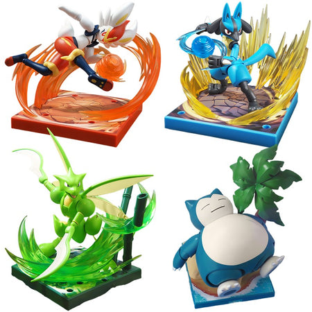 Original Blokees Pokemon Adventure Prologue Snorlax Cinderace Scyther Lucario Action Figure Model Assembling Toys Birthday Gifts