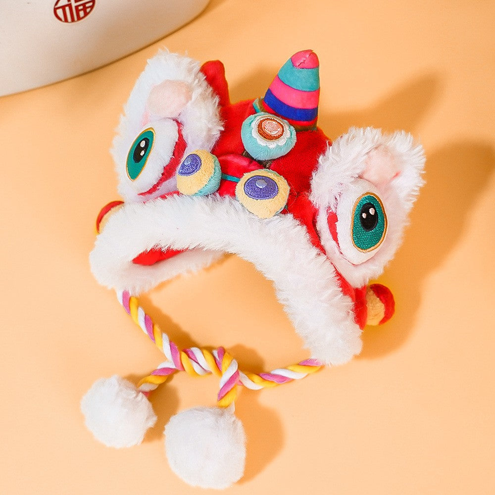 Pet New Year's Tiger Head HatAutumn and Winter Warm Dogs and Cats Funny Transform Headgear Headwear Supplies