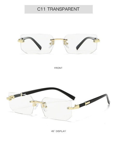 Rimless Sunglasses Rectangle Fashion Popular Women Men Shades Small Square Sun Glasses for Female Male Summer Traveling Oculos