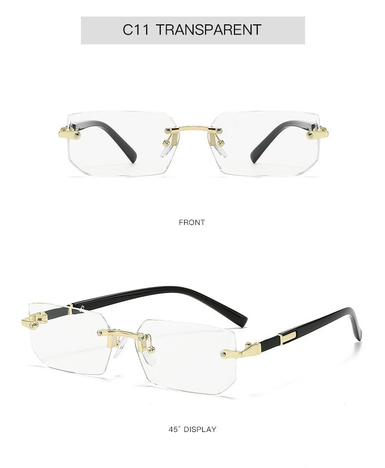 Rimless Sunglasses Rectangle Fashion Popular Women Men Shades Small Square Sun Glasses for Female Male Summer Traveling Oculos