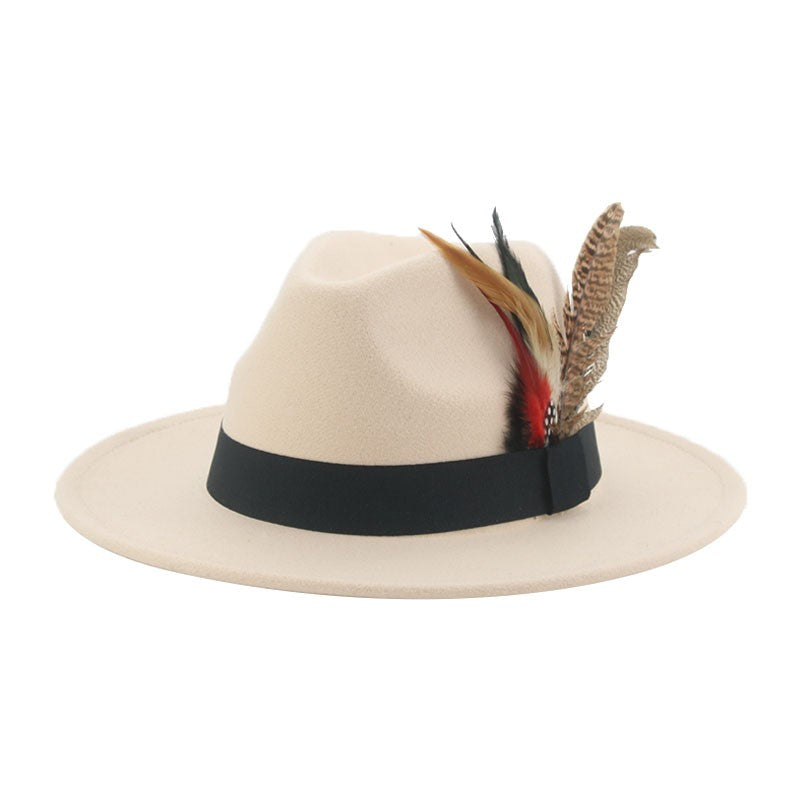 Hat Fedoras Winter Women Hats Men Felt Hat Feather Luxury Fashion Casual Wedding Decorate Men Women Fedora Chapeau Femme Bonnet