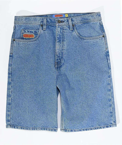Empyre new gray denim skateboard shorts cartoon embroidery design loose jeans wide leg pants hip hop street Y2K couple pants