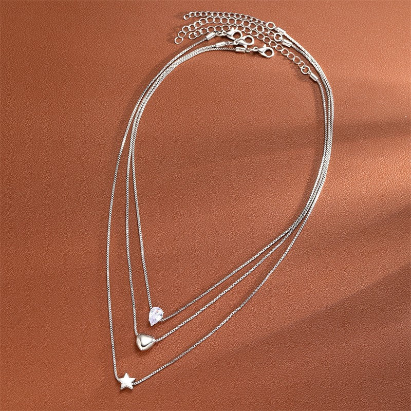 Classic Pendant Necklace for Women Micro Zircon Turkish Lucky Evil Eyes Palm Cross Pearl Multilayer Metal Chain Choker Jewelry