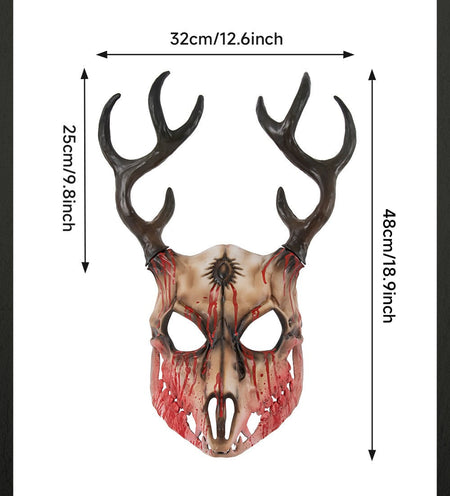Demon Wendigo Elk Mask Cosplay Gothic Headpiece Animal Antlers Horn Bone Masks Halloween Carnival Purim Party Costume Props