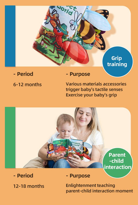 Baby Cloth Book Baby Toys 0-3 Year Old Infant Early Education Toys 6 Pages Cloth Book