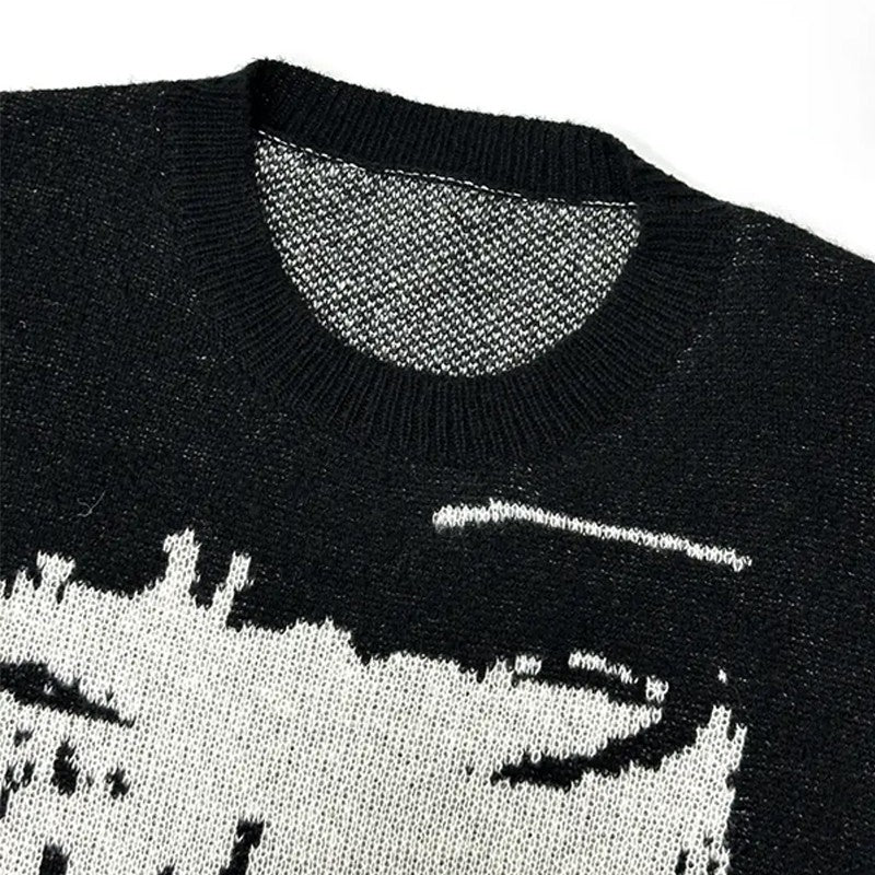 Men's Winter Sweater Pullovers Knit Long Sleeve Tops Hip Hop Korean Fashion Harajuku Jumper Gorhic Coat Y2k Streetwear Clothing