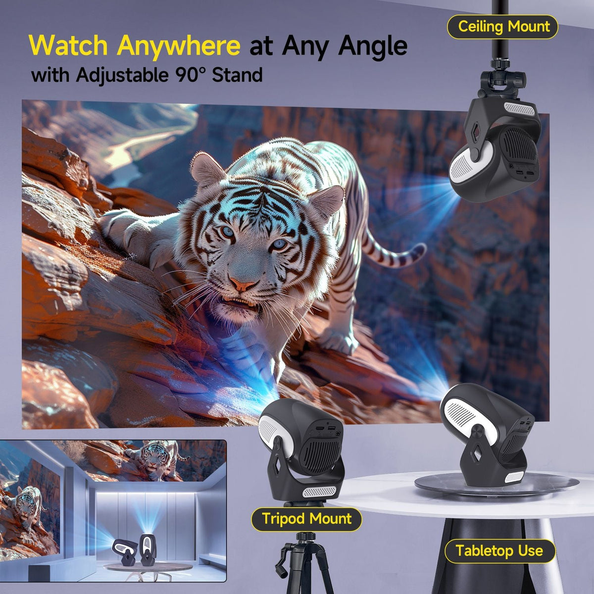 Magcubic HY300 X Projector Electric Focus 4K HD 300ANSI Allwinner H713 90° Flexible BT5.0 Home Cinema Outdoor portable Projector