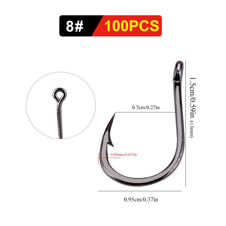 FTK 50-100pcs Gold Fishing Hook High Carbon Steel 1#-12# Barbed Hook With Ringed EYE Red Fishhooks for Carp Fishing Tackle