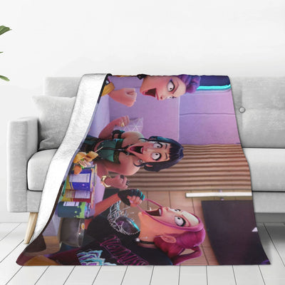 kpop Demon Hunters Huntrix Golden Blanket  Warm Graphic Plush Throw Blanket For Girls Boys Living Room Flannel Bedspread Cover