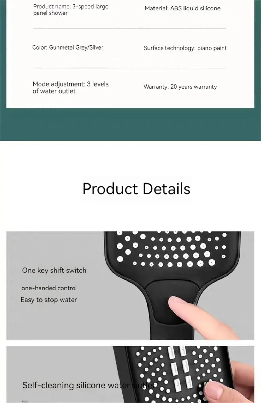 Pressurized Nozzle Bathroom Shower Head High Pressure Water Saving Sprayer ABS Bathroom Accessories Chrome Rainfall Shower Head