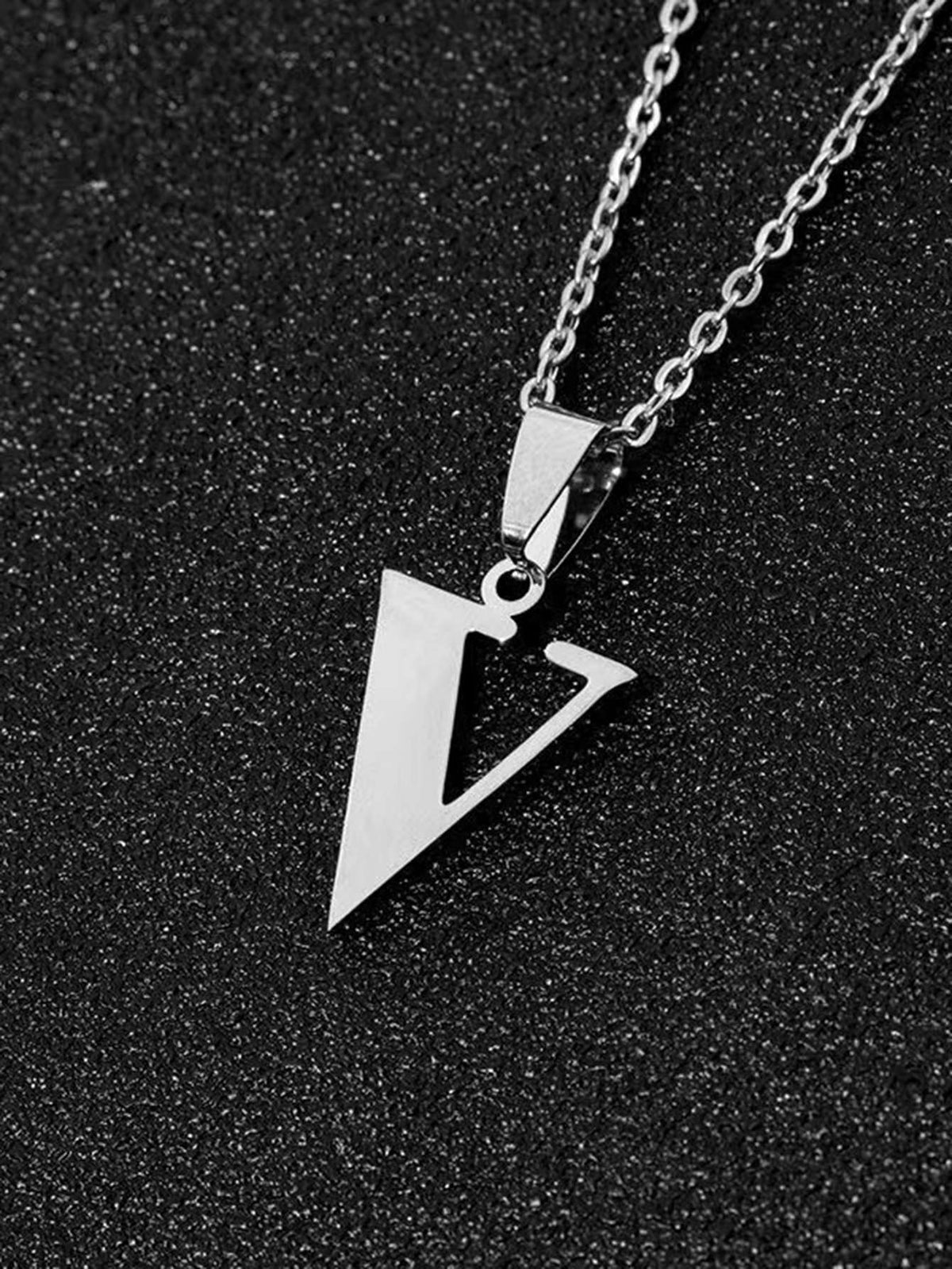 DGIDDK Stainless Steel Fashion Simple A-Z Small Letter Necklace Initial Pendant Fine Chain Alphabet Men Women Jewelry Gift