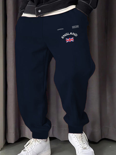 London England Union Printing Man Sweatpants Fashion Elastic Waist Pants Trendy Drawstring Pant Casual Warm Britches