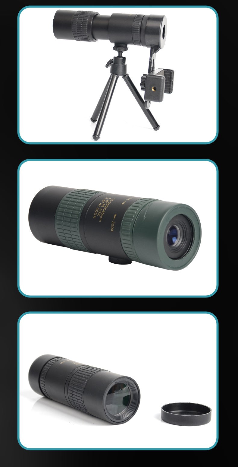 10-300x40 Zoom Telescope HD 4K Portable Strong Binoculars Long Range Professional Monocular BAK4-Prisms For Hunting Camping