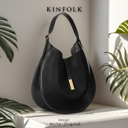 New Fashionable Women's Underarm Bag, Leather Riding Style Brown/Black Crossbody Bag Crescent Bag Travel Bag