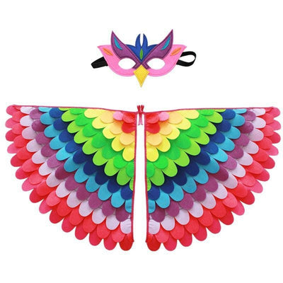 Bird Cosplay Costume Stage Performance Owl Peacock Wings Bird Felt Cape with Mask for Girls Boys Halloween Party Cloak