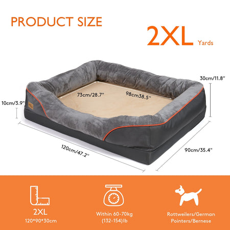 L XL 2XL 3XL Dog Bed Super Soft Orthopedic Foam Pet Bed Sleeping Mat with Cotton-padded Bolster and Removable Cover