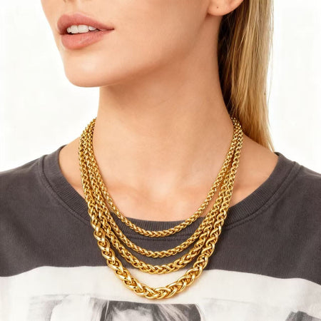 HNSP STAINLESS STEEL SILVER COLOR TWIST ROPE CHAIN NECKLACE FOR MEN Women HIP HOP PUNK Jewelry Accessories 3/4/5/6/8MM Thick