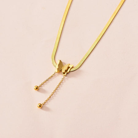 Vintage Butterfly Necklace Women Golden Stainless Steel Blade Snake Chains Aesthetic Charms Choker Women jewelry Gift To Mujer