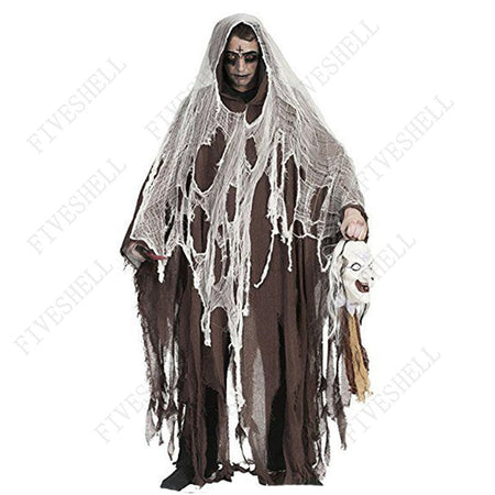 Unisex Halloween Ghost Dementors Cosplay Costume Gothic Horror Zombie Tattered Hooded Capes Day Of The Dead Party Props Cloaks