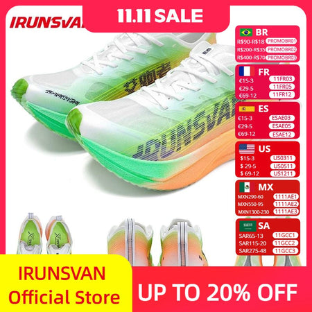 IRUNSVAN HEAT 2.0 Carbon Plate Sneakers Marathon Racing Professional Running Shoes Men Athletic Training Sport Shoes