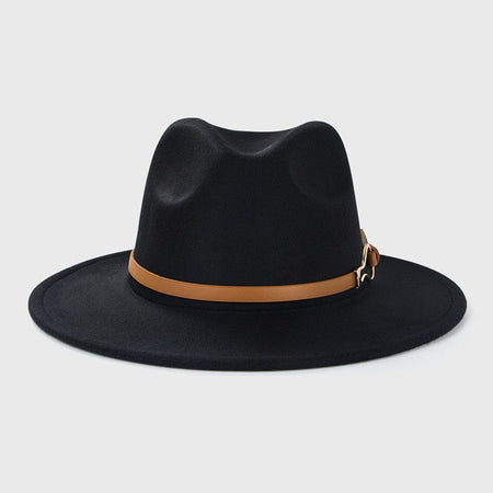 Belt Wool Fedoras Hat For Women Men Winter Autumn Warm Vintage British Style Round Bowler Caps Church Flat Brim Felt Jazz Hats