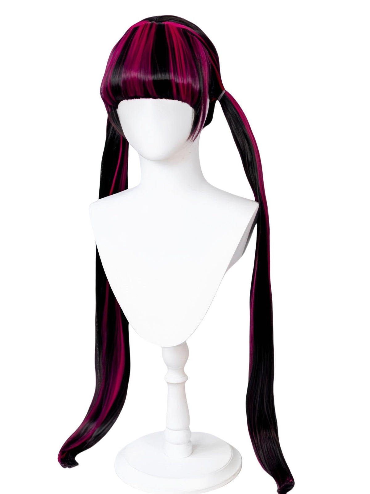 REEWES 40inch  Long Black Pink stright synthetic Hair Monster High Draculaura Wig With Bang For Teen Cosplay Halloween Costume