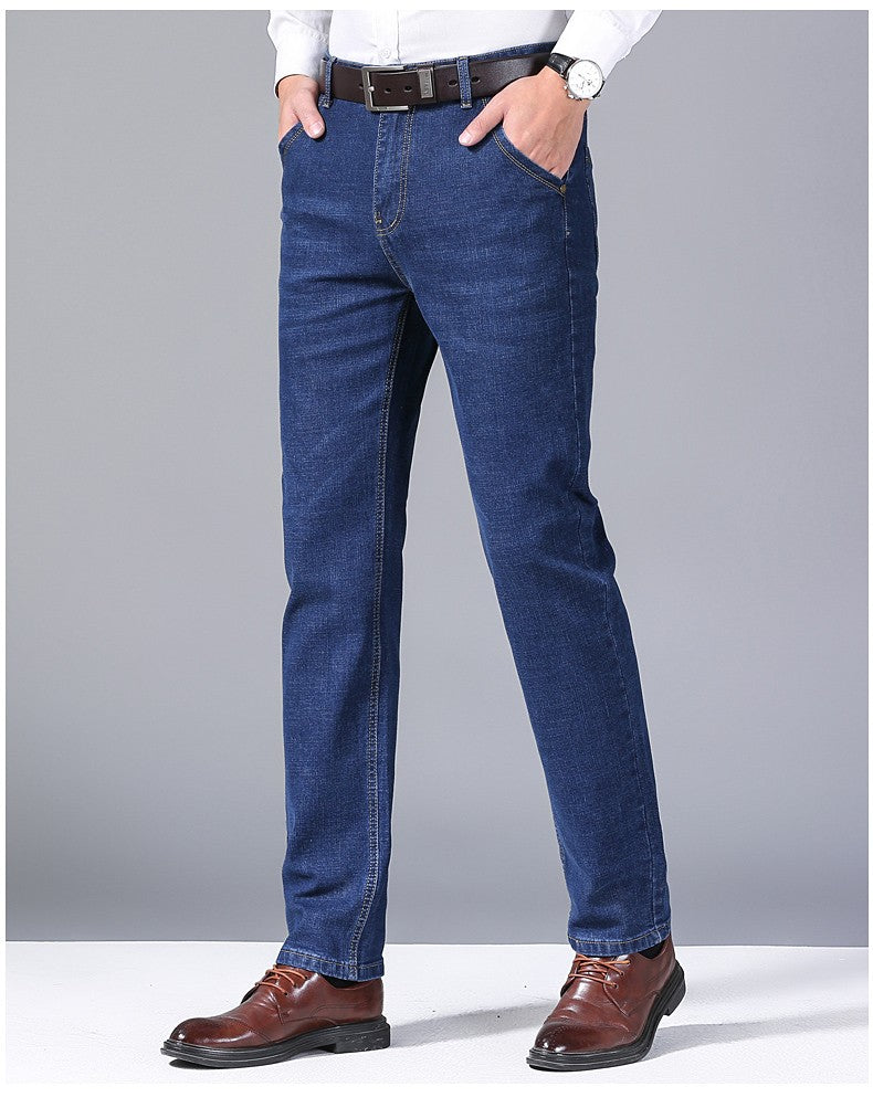 Men's Fashion Business Jeans 2025 Classic Style Casual Stretch Slim Fit Male Denim Trousers Black Blue Brand Jeans Pants