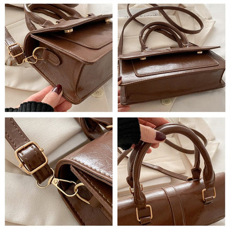 High Quality PU Leather Handbag Purse Women's Bag Solid Color Shoulder Crossbody Bags Lady Messenger Small Tote for Women Girls
