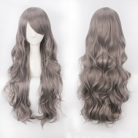 European and American style cos color anime wig, with foreign trade buckle net, universal, 80CM long, curly Synthetic fiber wig