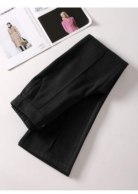 Faionable Thiened Woolen Flared Pants High Waist Casual Trousers for Women Autumn Winter New Sle Slimming Wide Leg Pants