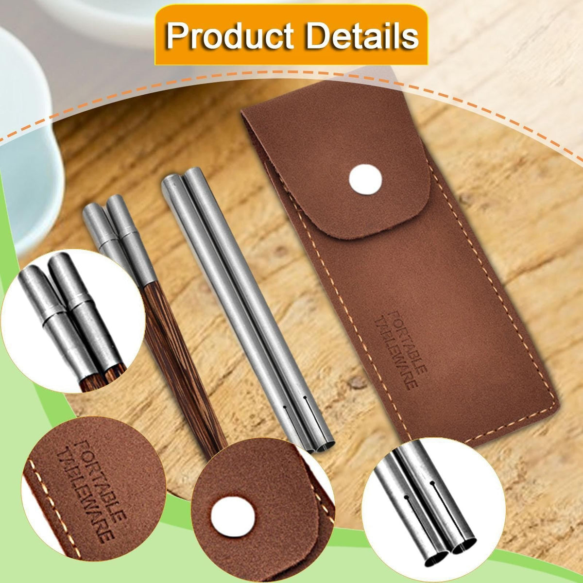 Portable Lightweight Versatile Wooden Chopsticks with Storage Pouch for Outdoor