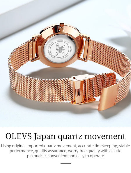 OLEVS 5869 Fashion Women's Watches Milanese Mesh Belt Waterproof Simplicity Versatile Quartz Watch for Lady Original Wristwatch
