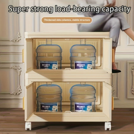 5-Tier Foldable Cabinet, Plastic Bins, Portable Wardrobe Organizer, Rolling Stackable Drawers. For Bedroom, Living Rm, Office