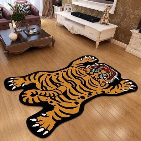 VIKAMA Domineering Tiger Carpet Personality Shaped Doormat Rug For Bedroom Living Room Floor Mat Machine Washable Home Decoratio
