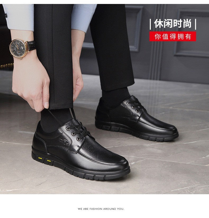 Hot Sale Men Genuine Leather Casual Shoes Soft Sole Lace-up Luxury Brand Middle-aged Old Man Dad Lightweight Loafers Shoes