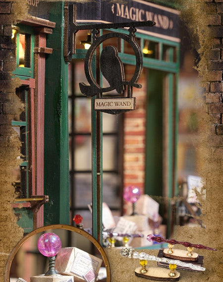 Magic Shop DIY Wooden Dollhouse Miniature Doll House Kit with Furniture Roombox Retro Home Model Toy for Children Gift