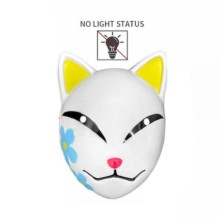 2024 Halloween Neon Mask Cosplay Japanese Anime Neon LED Demon Slayer Mask Halloween Party Costume Props