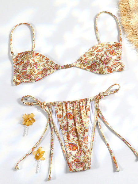 Brown Color Bikinis Bow Swimwear Women'S Summer Swimsuit 2025 Sexy Bikini Set Low Waist Beachwear Push Up Bathing Suits