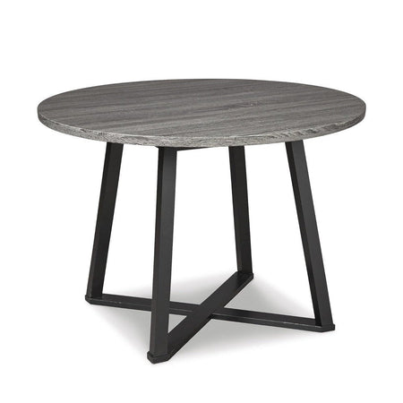 Ashley Centiar Mid-Century Modern Round Dining Table with Gray and Black Metal Legs